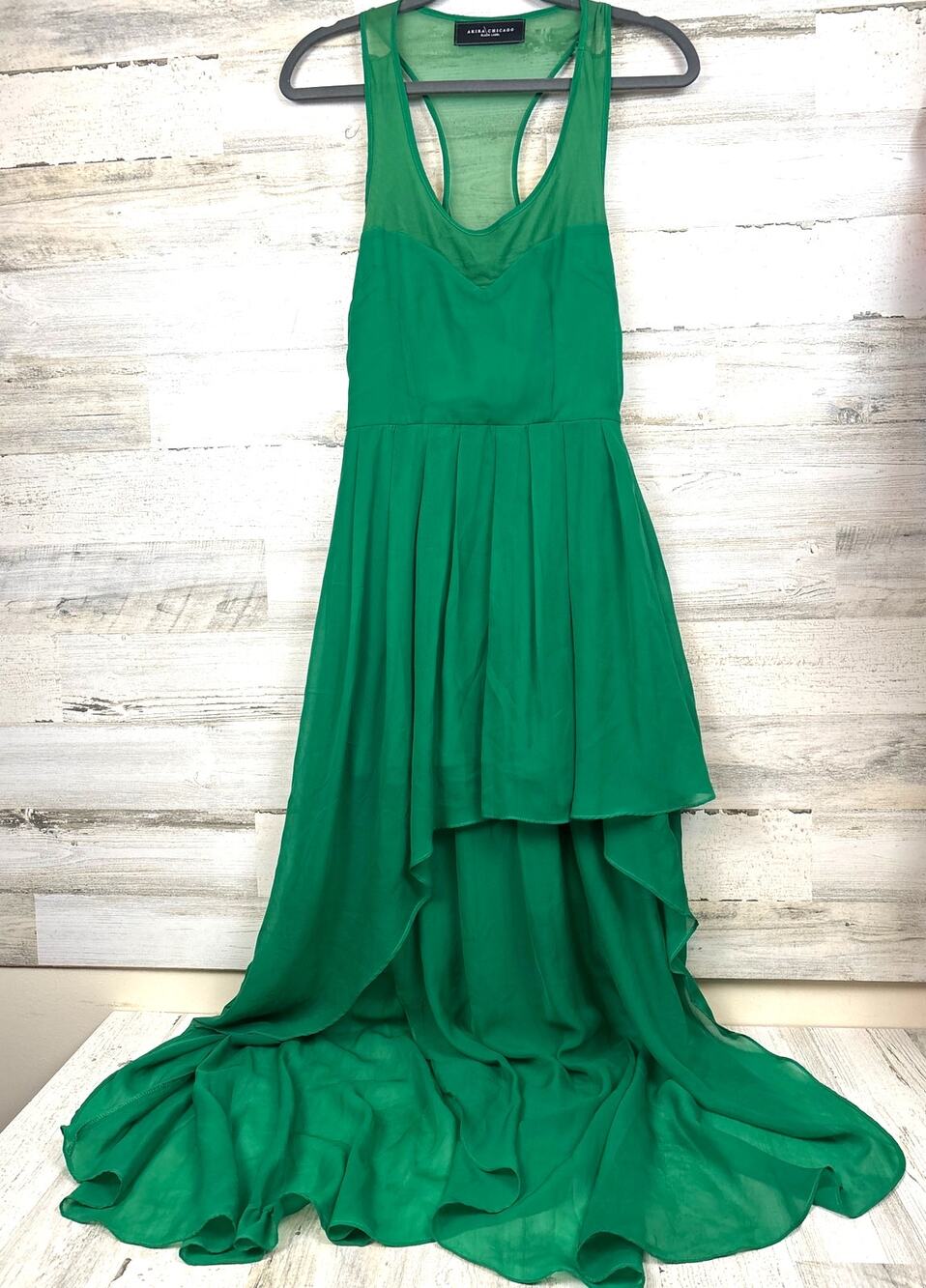 Akira Chicago Black Label Womens S Emerald High Low Maxi Dress Party Sleeveless